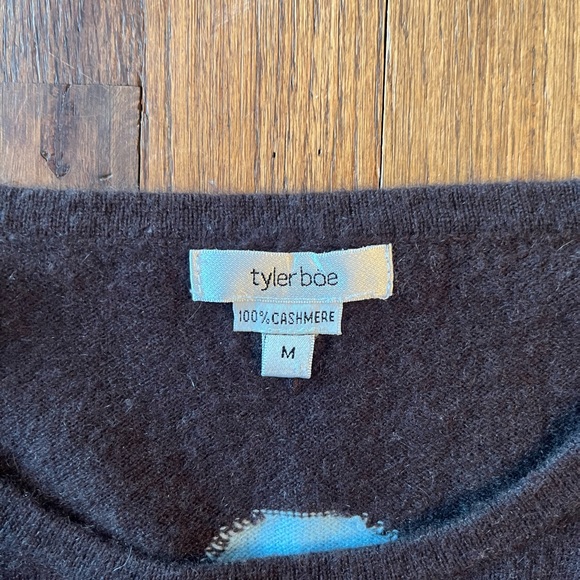 Tyler boè cashmere sweater brown and blue polka dots - Picture 2 of 4